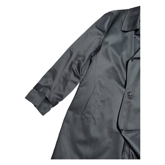 London Fog Lightweight Grey Long Trench Business Casual Designer Coat Mens Small - Picture 5 of 5